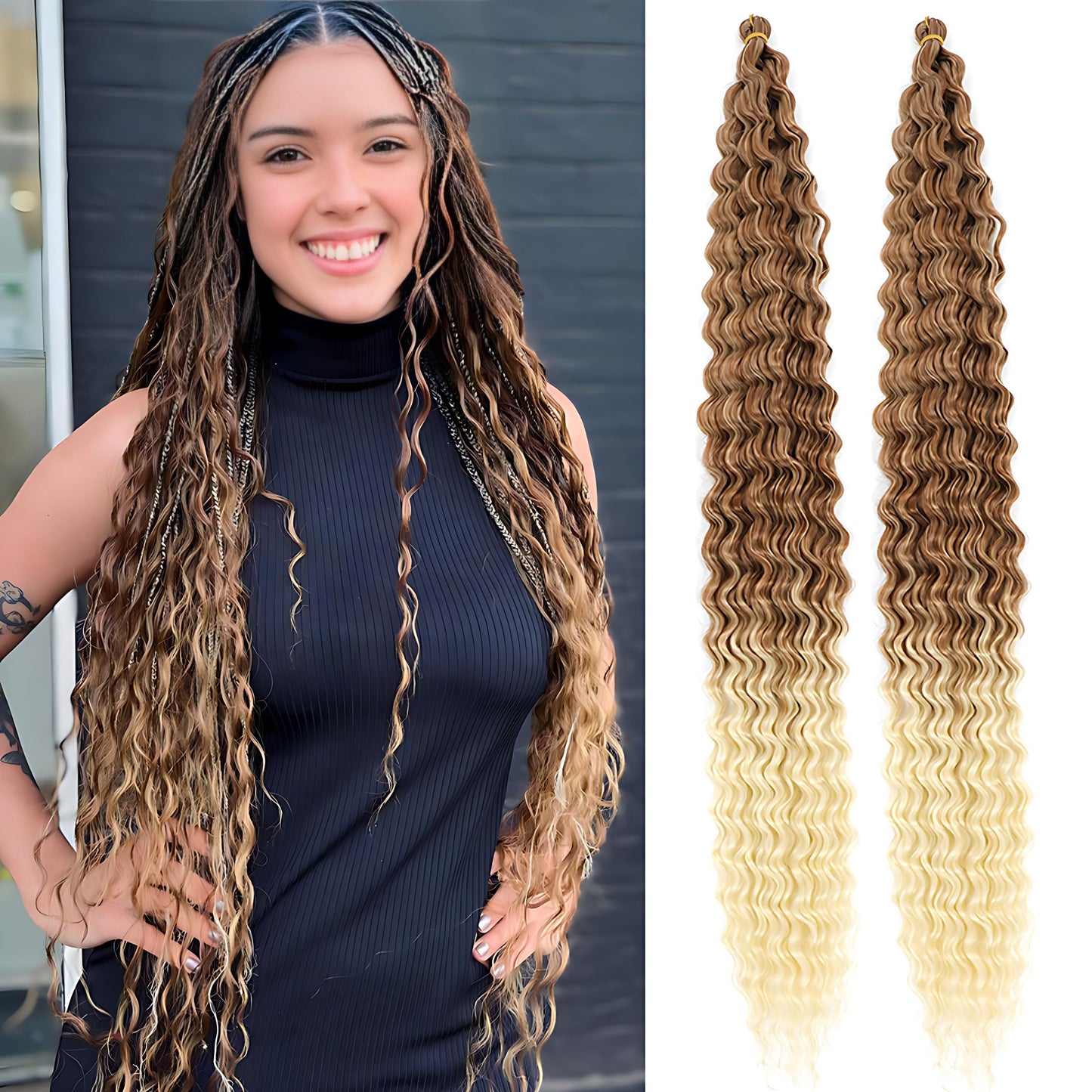 Curly Braiding Hair 30 Inch Ocean Wave Crochet Hair For Black Women Long Deep Wave Wet And Wavy Braiding Hair For Boho Braids (3