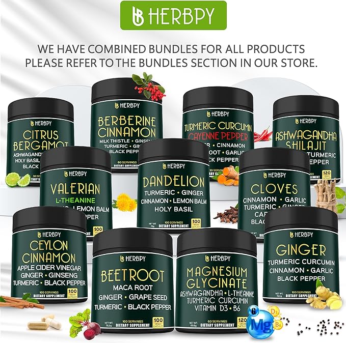 Bundle 7in1 16100mg Berberine HCl & 6in1 7550mg Premium Ceylon Cinnamon Supplements - Support Daily Activities, Body Balance, Immune & Digestion