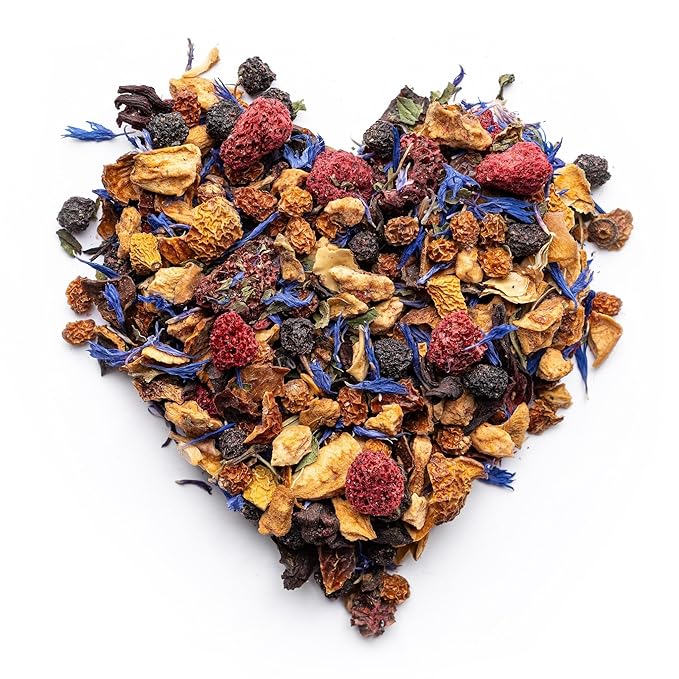 Raspberry Tea with Cornflower, Rosehip & Hibiscus โ Caffeine-Free Loose Leaf Fruit Tea โ Summer Herbal Infusion with Wild Berries โ 4oz