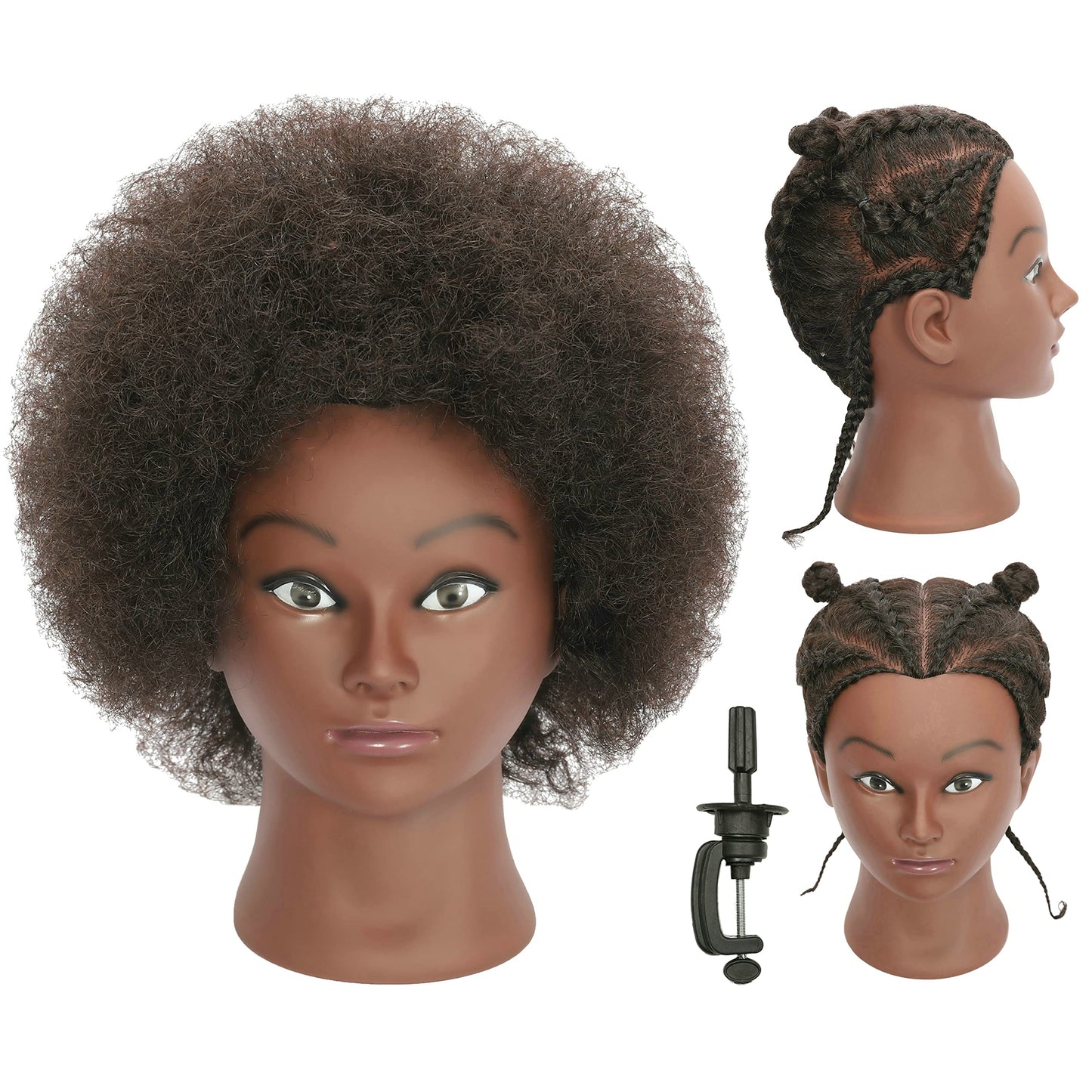 Lohxinhair Kinky Curly Real 100% Human Hair Mannequin Head Manikin Cosmetology Doll Training Head With Stand For Hairdresser Pra