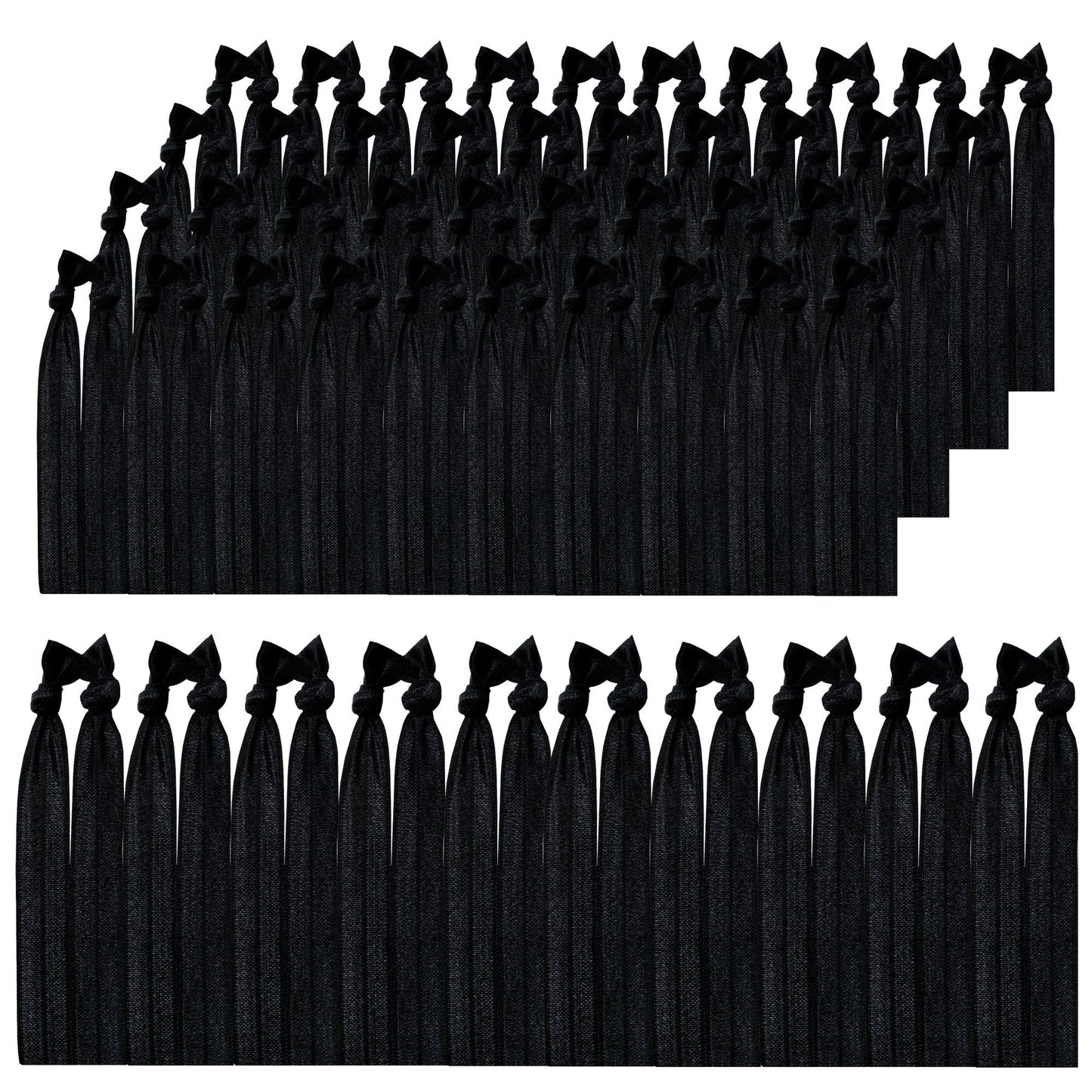 Syleia Hair Ties, Pack Of 100 Black, Elastic Band, Ponytail Holders, Stretchy, No-Damage, Metal-Free