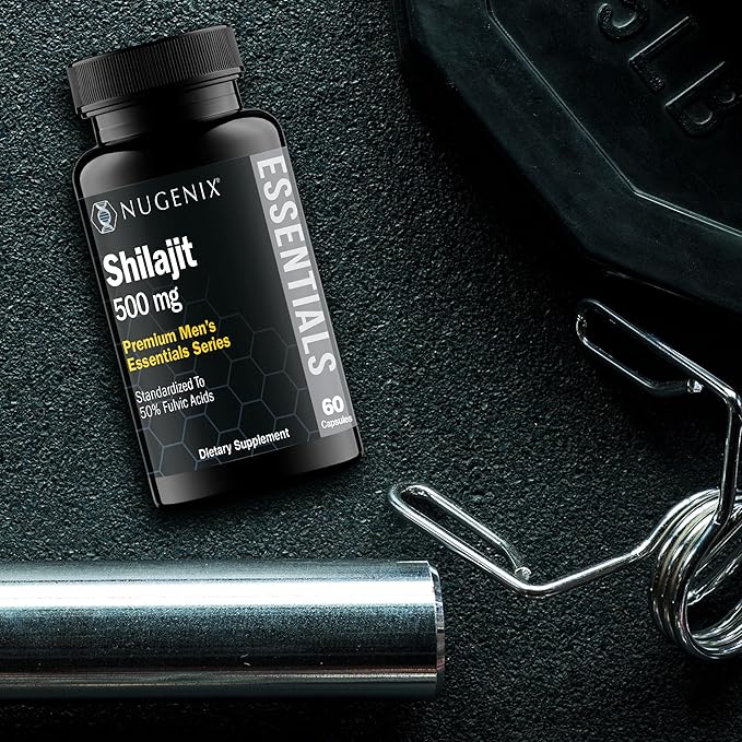 Nugenix Essentials Shilajit Capsules Supplement - 500mg, Standardized to 50% Fulvic Acids, Himalayan, Pure Shilajit for Men, 60 Capsules