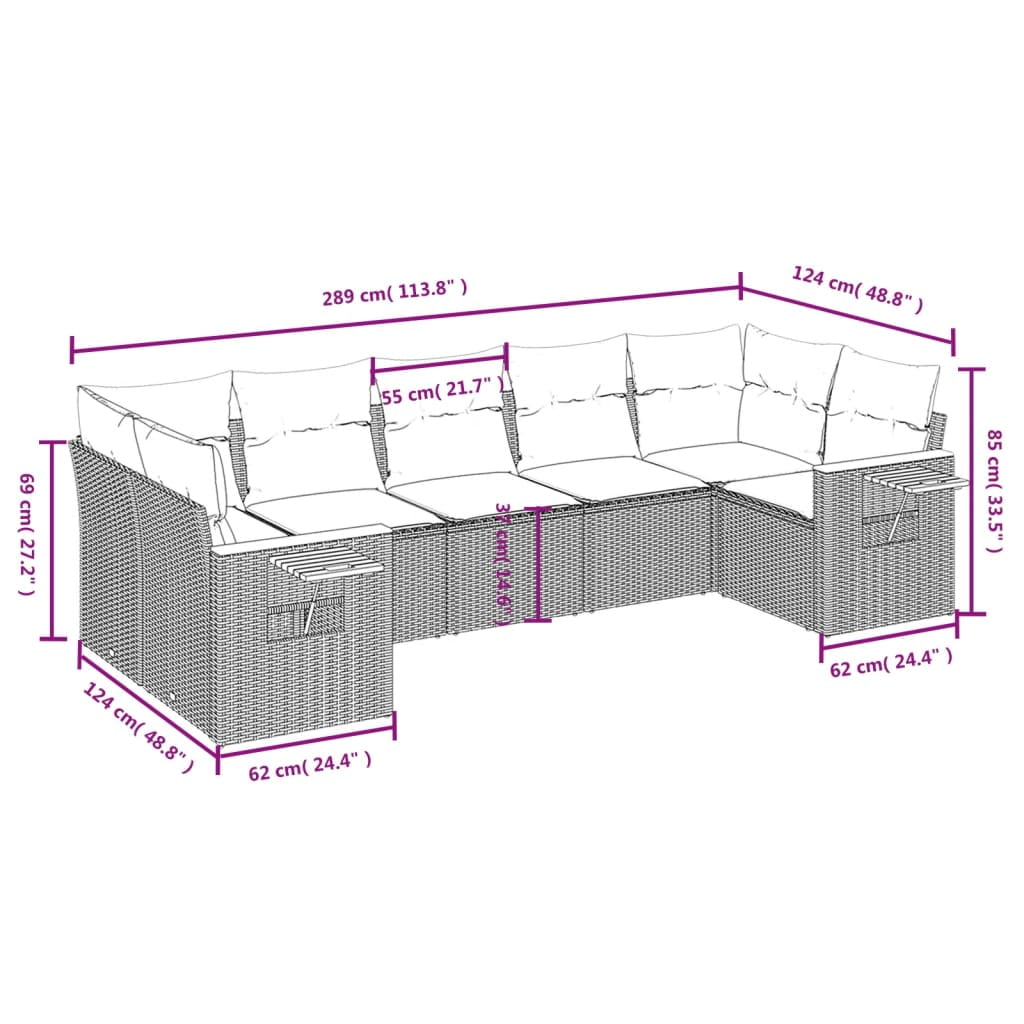 vidaXL Garden Sofa Set Gray
