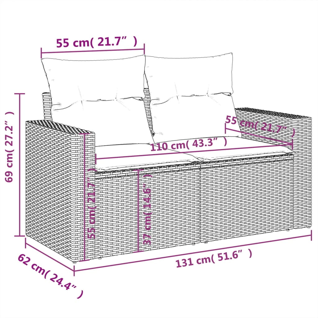 vidaXL Garden Sofa Set Grey