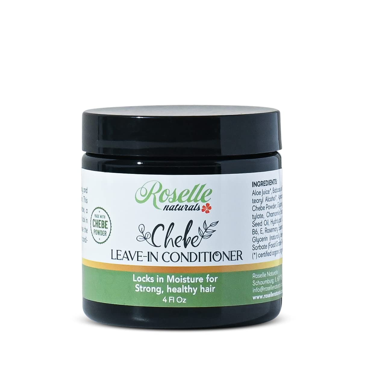 Roselle Naturals Chebe Leave-In Conditioner, Moisturizing, Hair Growth And Repair Made With Chebe Powder, Chebe Oil And Rosemary
