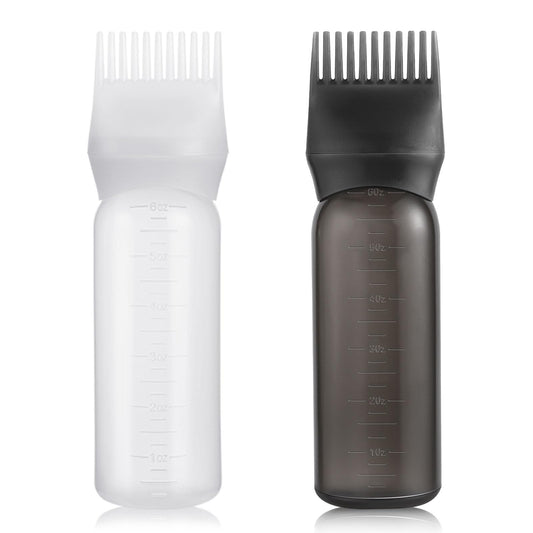 Pimoys 2 Pack Root Comb Applicator Bottle 6 Ounce Oil Applicator For Hair Dye, Hair Oiling Applicator Hair Coloring Bottle With