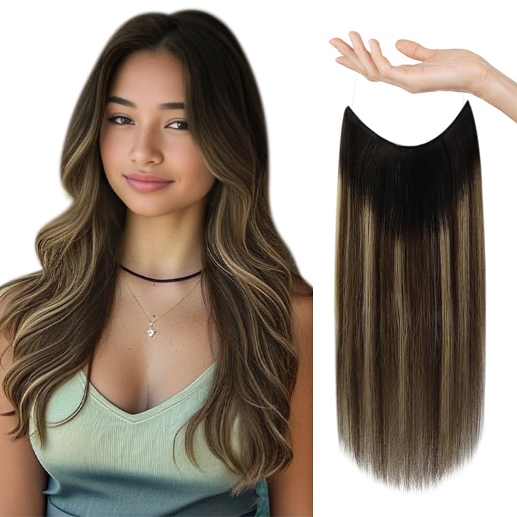 Sunny Wire Hair Extensions Ombre Black To Brown Headband Hair Extensions With Clip Ins Human Hair Extensions Wire Remy Hair Blac