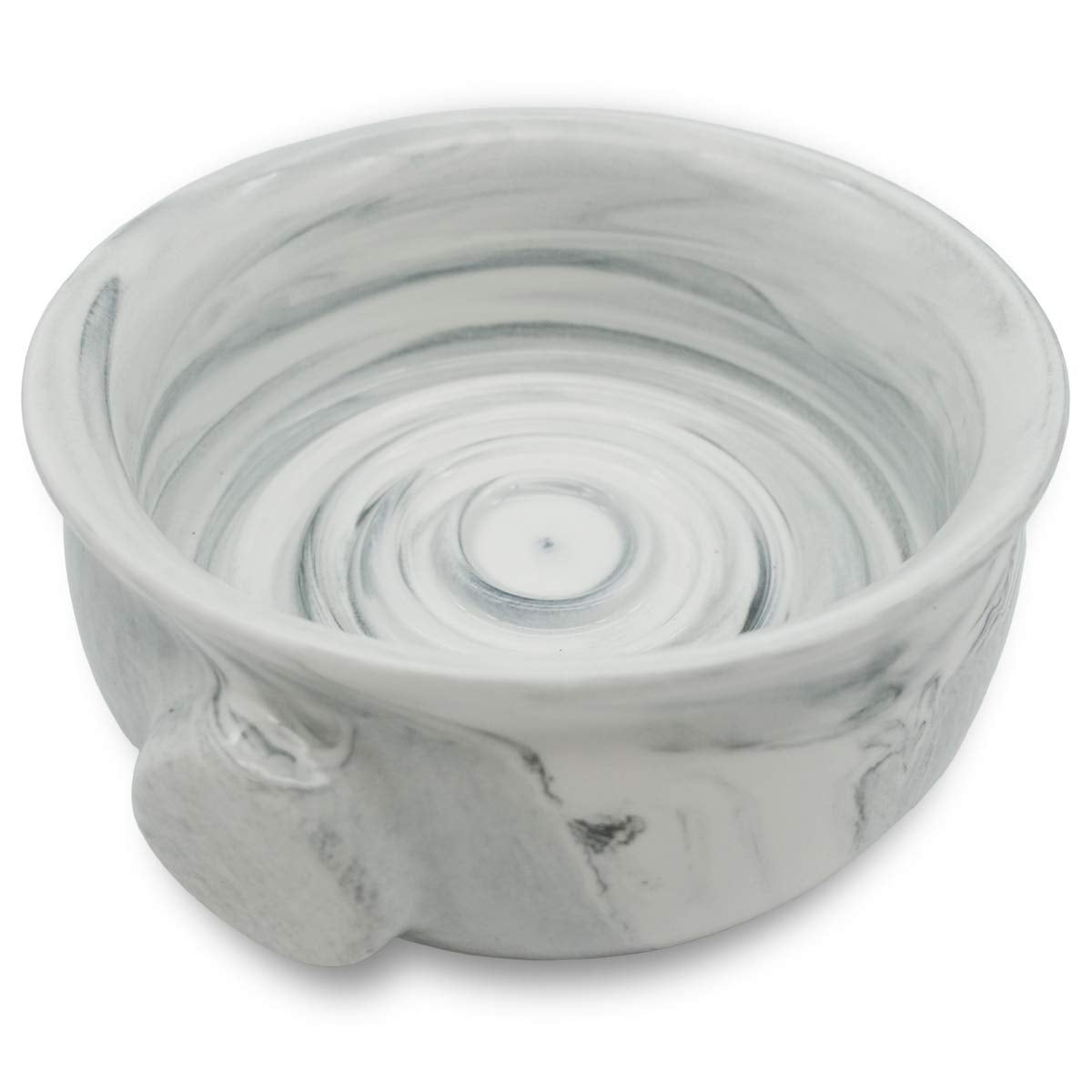 Bicrops Ceramic Shaving Soap Bowl For Men, Non-Slip Handle, Wide Mouth, Large Capacity, Easier To Lather-White& Black