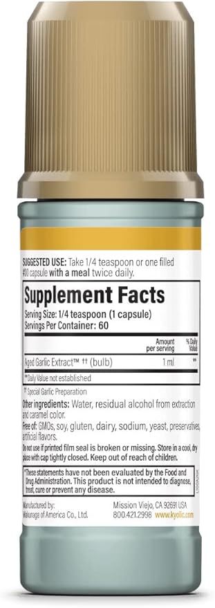 Kyolic Aged Garlic Extract Liquid, Vegetarian Cardiovascular, 2 Ounces (Packaging May Vary)