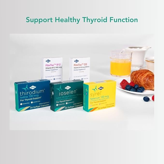 Ioselen - Thyroid Support Supplement – 100 mcg Selenium, 100 mcg Iodine, 5mg BioPerine - 30 Soft-Gel Caps for Increased Bioavailability and Absorption - Gluten-Free, Lactose-Free, Sugar-Free, Non-GMO