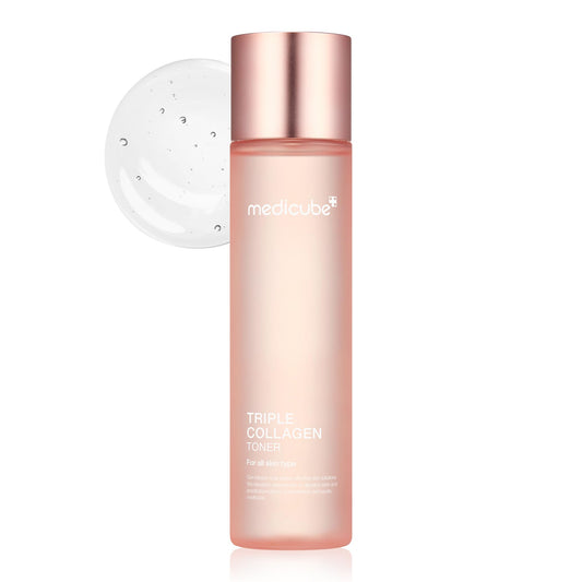 Medicube Triple Collagen Toner - Hydrolyzed, Atelo, & Soluble Collagen For Deep Hydration & Plump Skin - Fast-Absorbing Formula