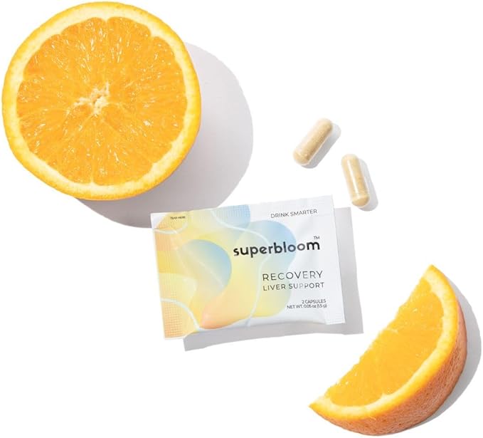 superbloom Recovery Liver Support - 2 Pack | Liver Detox with DHM, Turmeric, Milk Thistle | 10 Sachets, 20 Capsules | Enjoy The Night, Own The Morning