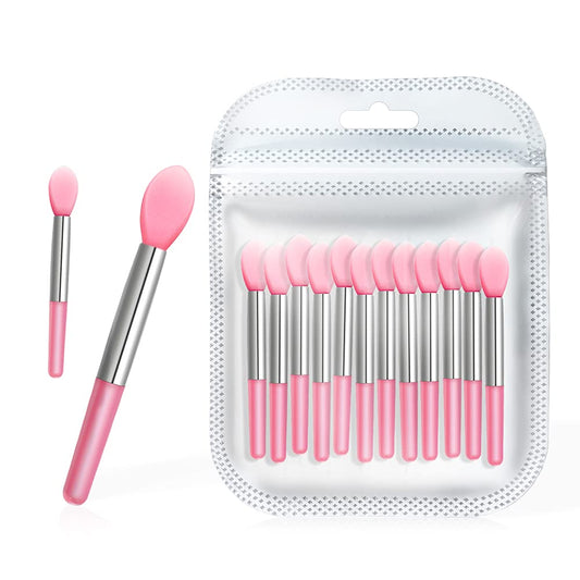 Spove 12Pcs Silicone Lip Brush Makeup Eyebrow Lipstick Brushes Applicator Cosmetic Brush Set Silicone Brushes Wands Fit Balm Mas