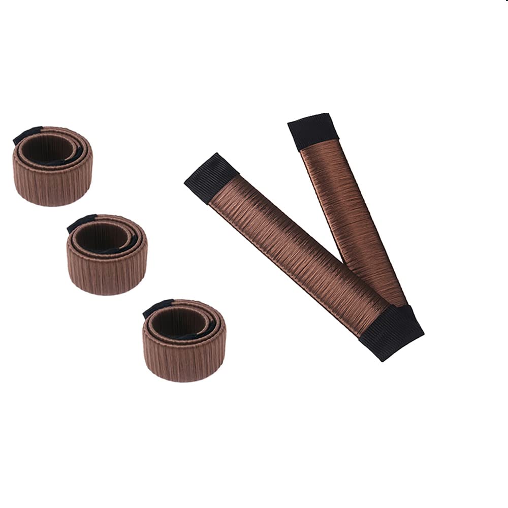 Aisonbo Hair Bun Maker, Size 5.9 Inch Magic Bun Shaper Donut Hair Styling For Kids Curler Roller Dish Headbands,3 Pack,Dark Brow
