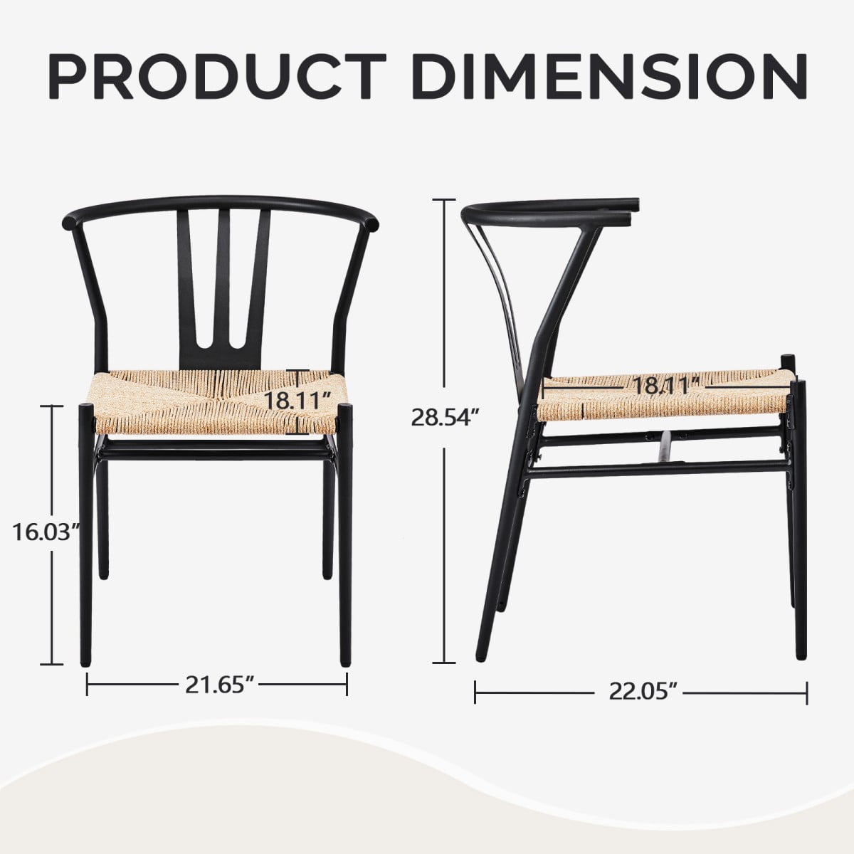 IVV Outdoor Dining Chairs Set of 4, Metal Frame Patio Chairs All-Weather Wicker Patio Dining Seat for Balcony, Yard, Front Porch and Deck (Black)