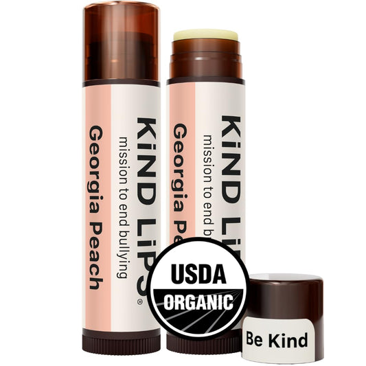 Georgia Peach Lip Balm 2-Pack - Natural Peach Flavor Lip Moisturizer | Organic Ingredients, Gluten-Free, Non-Toxic Lip Care For