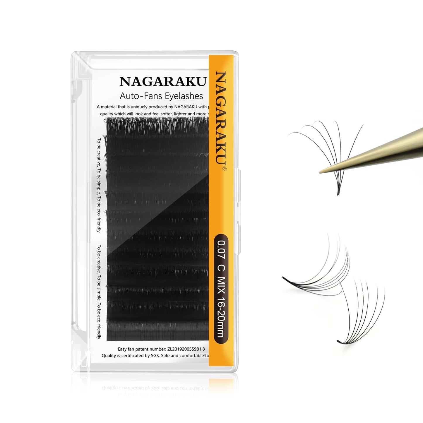 Nagaraku Easy Fan Eyelash Extensions Volume Lash 0.07 C Curl 16-20Mm Mix Tray Rapid Blooming Faux Mink Cluster For Beginners Sof
