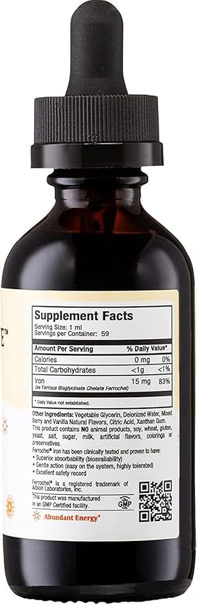 Maxi Health Iron Supplement 15mg Per ML – Increase Energy and Blood Levels Without Nausea or Constipation – Liquid Iron Drops for Men, Women, and Kids – 2 oz. (2 oz, 2 Pack)