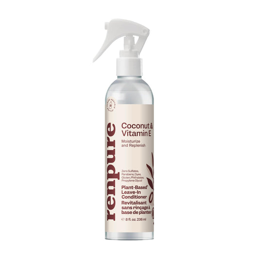 Renpure Plant Based Natural Leave In Conditioner Spray - Hydrating Vitamin E & Coconut Oil Deep Conditioner For Hair & Beards -