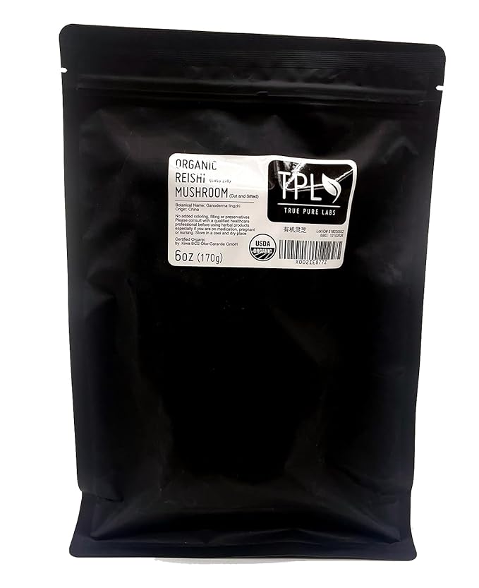 TPL Organic Dried Reishi Mushroom Slices Lingzhi - 6 Oz - Cut and Sifted - Premium Quality. Certified Organic. Gluten Free, Non GMO and Vegan