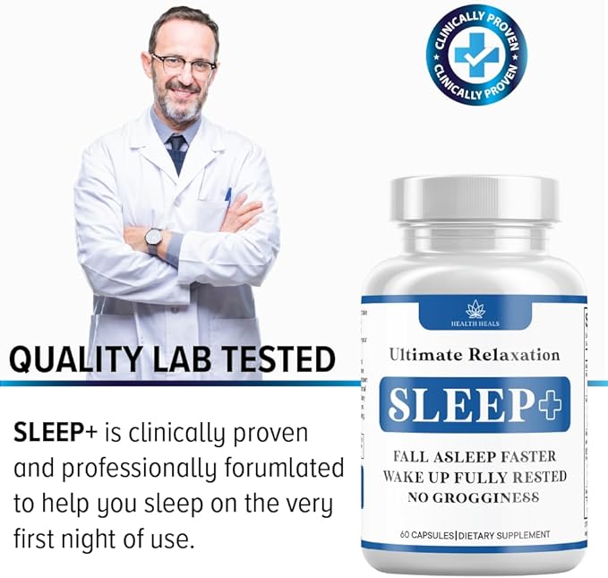 Relaxation Sleep Aid, Natural Non-Habit Forming, Sleep Supplement Developed to Support for Longer & Better Sleep, Chamomile, Magnesium, Melatonin, Ashwagandha, GABA, Drug-Free (60 Count)
