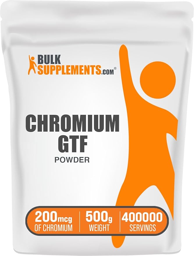 BulkSupplements.com Chromium GTF Powder - Mineral Supplements - Gluten & Yeast Free, 200mcg of Chromium, 1.7mg per Serving, 500g (1.1 lbs) (Pack of 1)