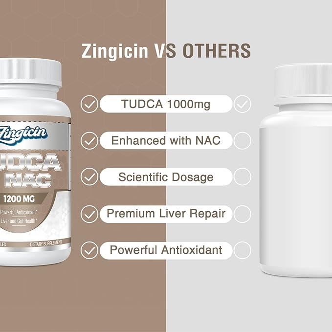 TUDCA with NAC Supplement 1200mg - 60 Capsules,Powerful TUDCA Bile Salt Plus N-Acetyl-Cysteine,Antioxidant Supplements for Liver,Digestion