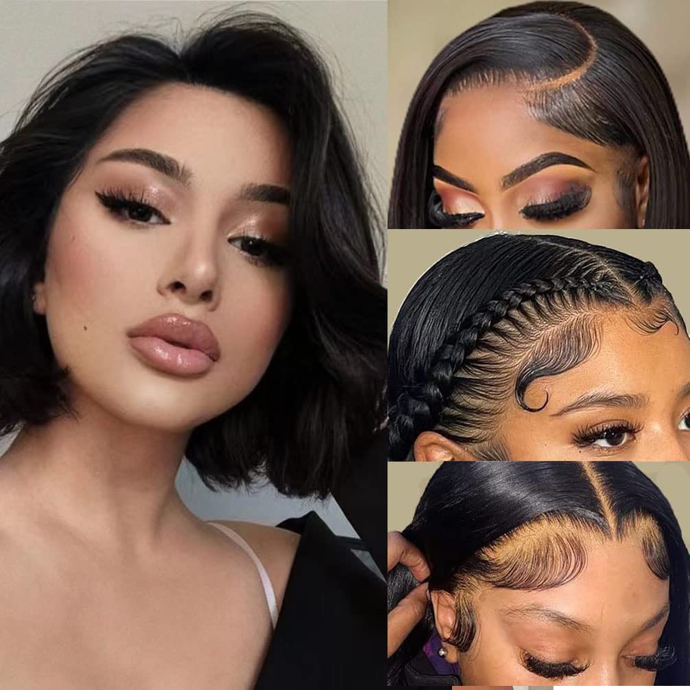 Srakuw Bob Wig Human Hair 13X4 Lace Front Wigs For Black Women Human Hair Pre Plucked 180% Density Short Bob Wig Brazilian Wet A