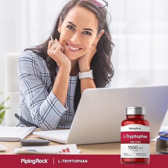 Piping Rock L-Tryptophan 1500 mg | 90 Capsules | Free Form | Non-GMO, Gluten Free Supplement