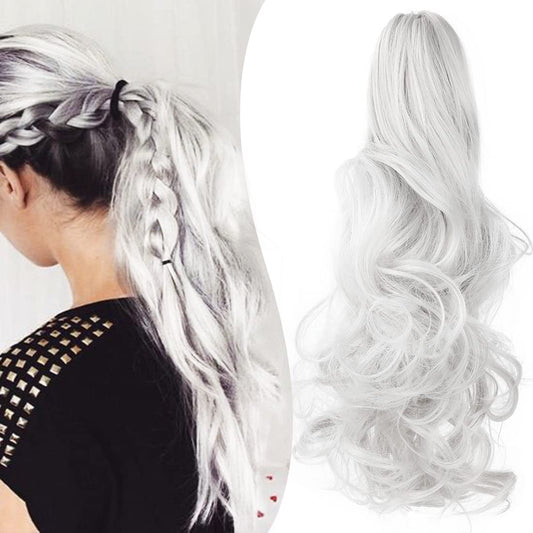 Mitrygreen Claw Clip Ponytail Extension 18'' Clip In Wavy Ponytail Hair Extensions Long Pony Tails For Women Extensions Silver G