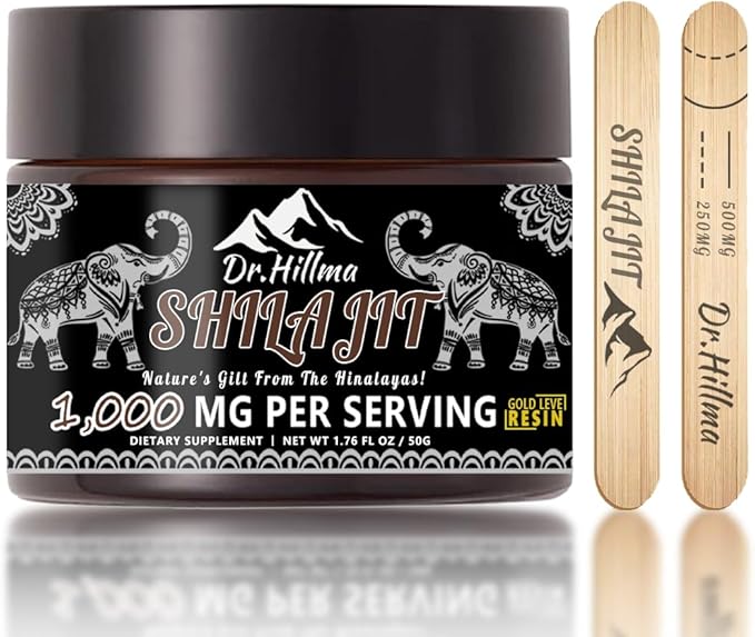 Shilajit Pure Himalayan Organic1000 MG Pure Shilajit Natural Resin Gold Grade Shilajit Resin with 85+ Plant-Derived Trace Minerals and Fulvic Acid, Energy & Immune Suport for Men and Women(50 Grams)