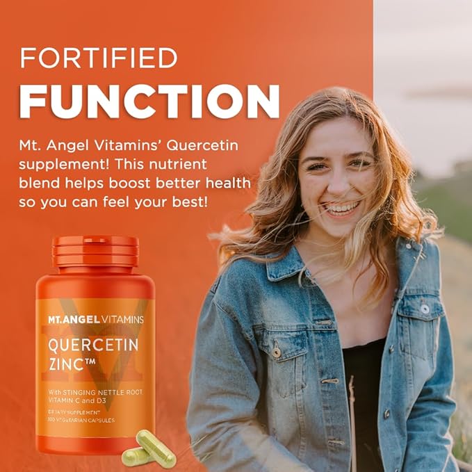 Mt. Angel Vitamins - Zinc Quercetin with Bromelain Supplement – Immune Support & Respiratory Health - Quercetin 500mg Capsules | Zinc 50mg | Vitamin C Capsules | Immune Booster for Adults - 120ct.