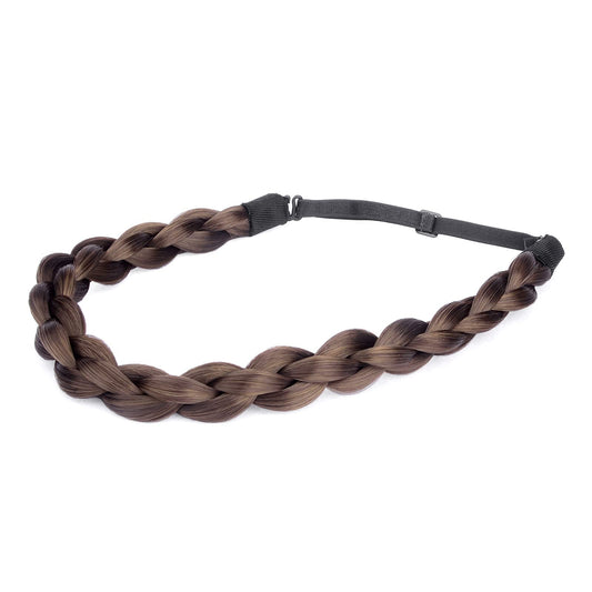 Diguan Chubby Narrow Synthetic Hair Braided Headband Classic Chunky Plaited Braids Elastic Stretch Hairpiece Women Girl Beauty A