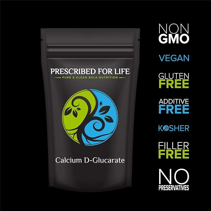 Prescribed for Life Calcium D Glucarate Powder, Pure CDG Fine Powder, USP Grade, Vegan, Gluten Free, Non GMO (10kg / 22lb)