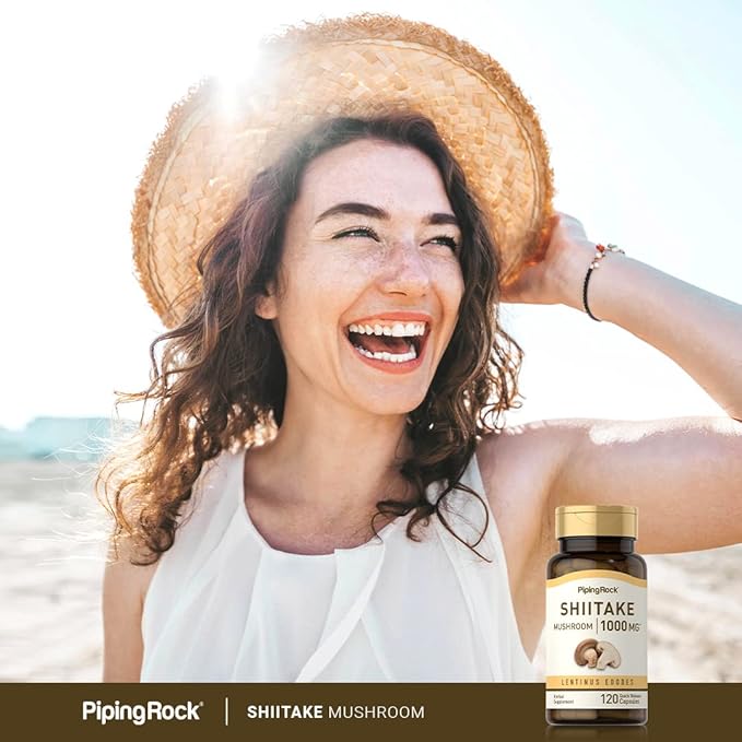 Piping Rock Shiitake Mushroom Extract | 1000 mg | 120 Capsules | Lentinus Edodes | Herbal Supplement | Non-GMO, Gluten Free