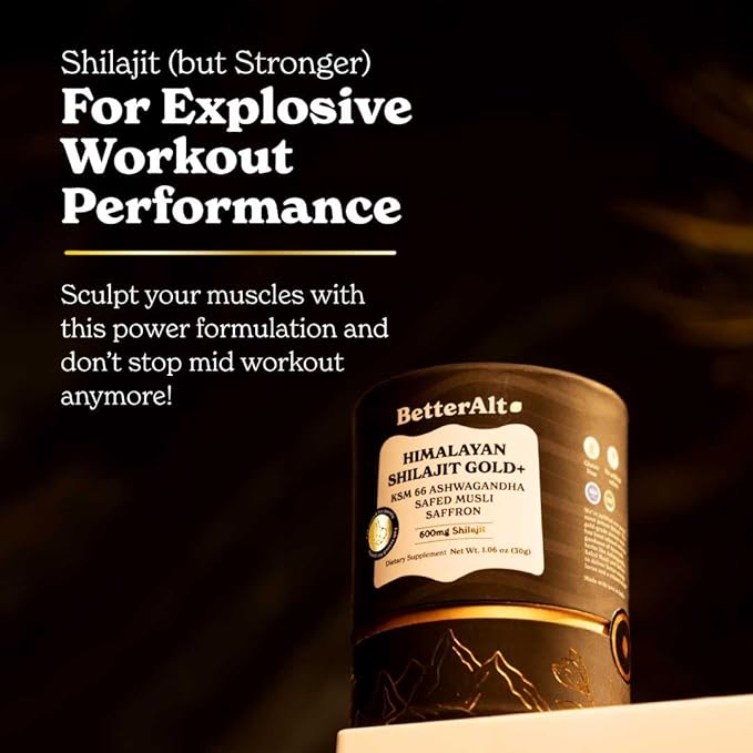 Pure Himalayan Shilajit Gold+ (Pack of 2) 60 gm| Enhances Recovery & Boosts Strength| 16,000 ft Sourced Blend with Ashwagandha, Safed Musli, Gokshura| Vegan & Lab Tested -600mg