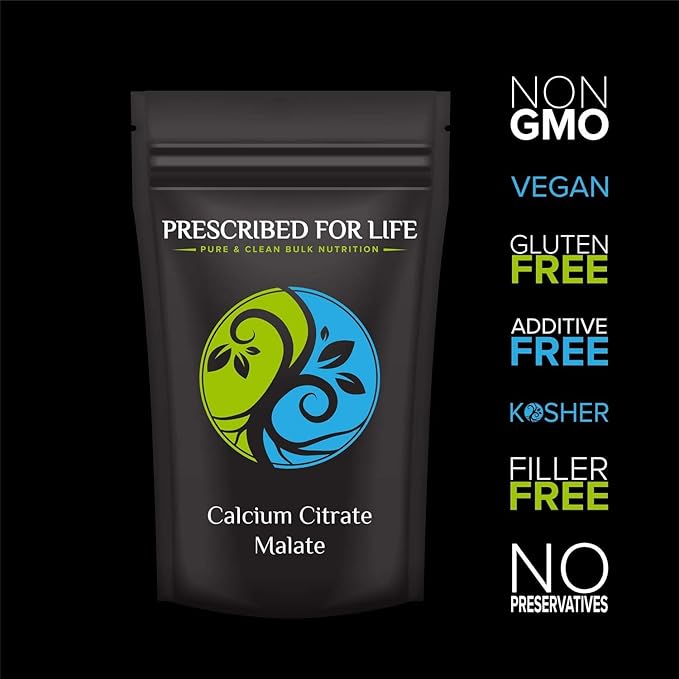 Prescribed for Life Calcium Citrate Malate, Pure Vegan Calcium Powder for Bone Health & Cardiovascular Support, Easy Absorption Formula, Non GMO, Filler & Additive Free (5kg / 11lb)