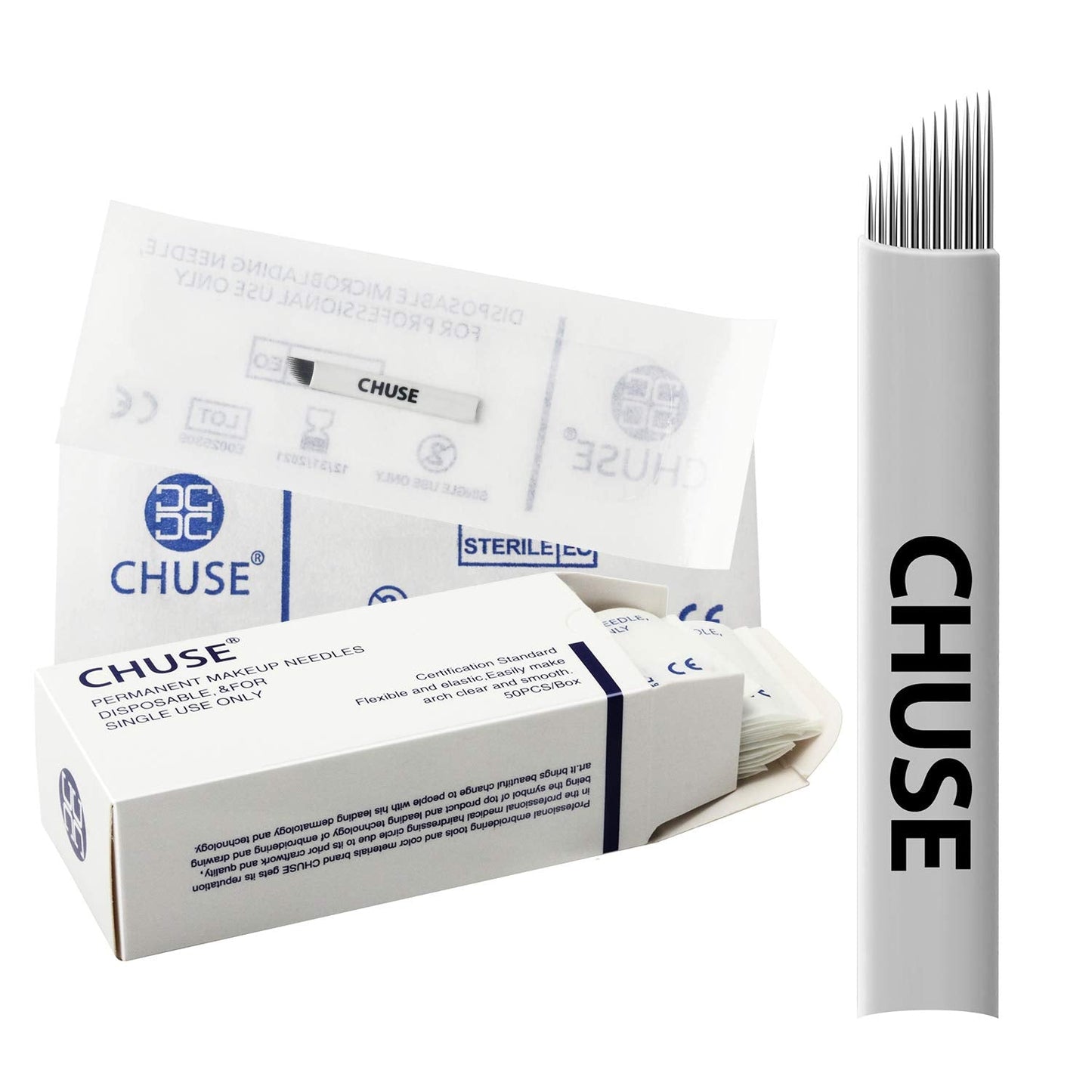 Chuse S12 50Pcs Permanent Makeup Manual Eyebrow Tattoo Needle Microblading 12 Sloped Needles