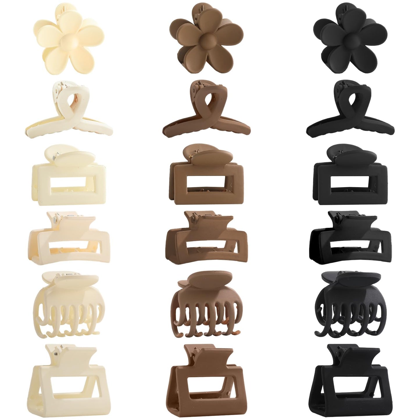 Drnytunk 18Pcs Medium Hair Clips For Women Girls - Matte Love, Triangle, Ribbon And Semicircle Styles For Thin/Thick Hair, Cute