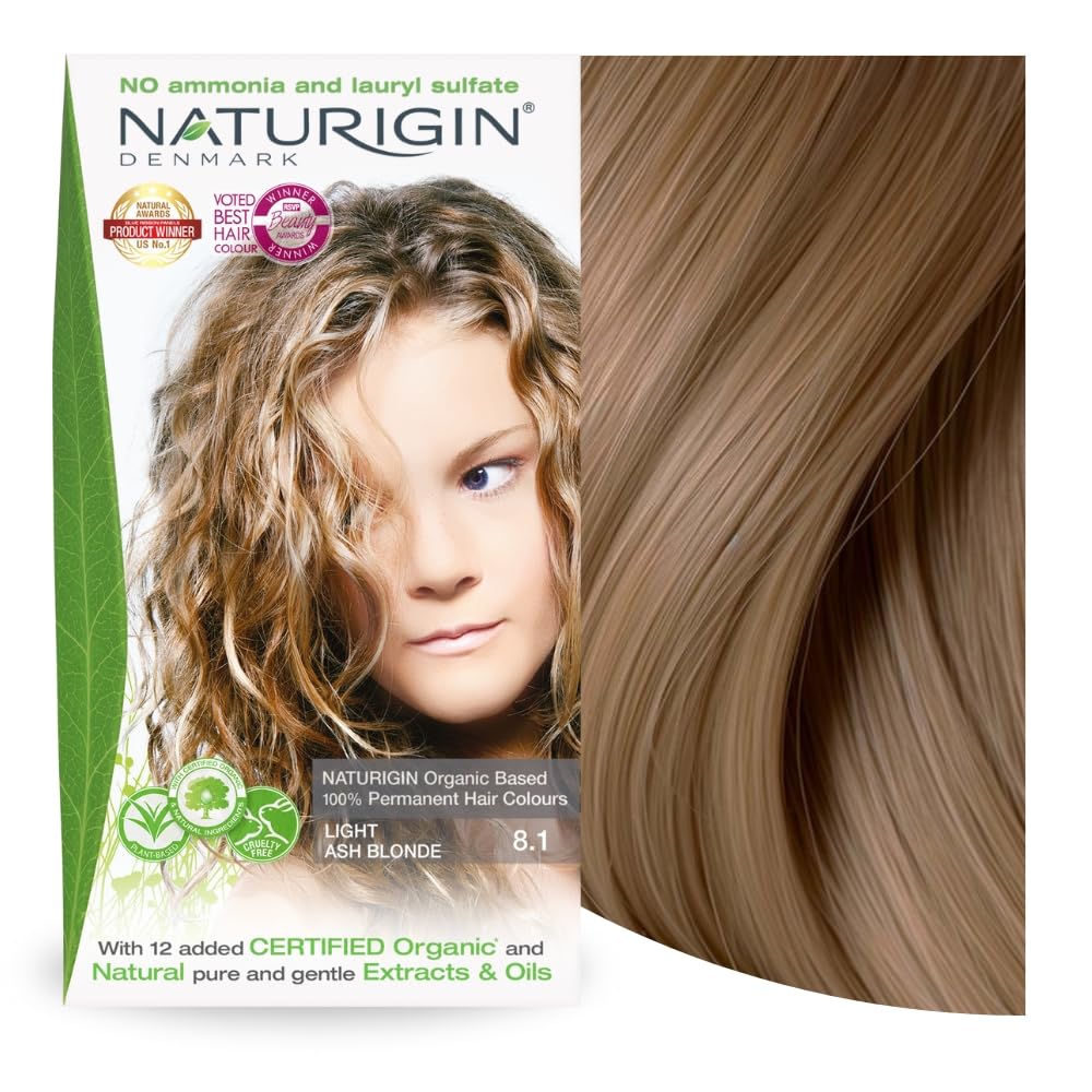 Naturigin Permanent Hair Dye, 8.1 Light Ash Blonde, Ammonia And Paraben Free, Up To 100% Gray Hair Coverage, Long Lasting, Vegan