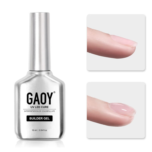 Gaoy Clear Builder Gel For Nails, 16Ml Nail Strengthener In A Bottle, Nail Extension Hard Gel, Soak Off Long Lasting Uv Gel, Bas