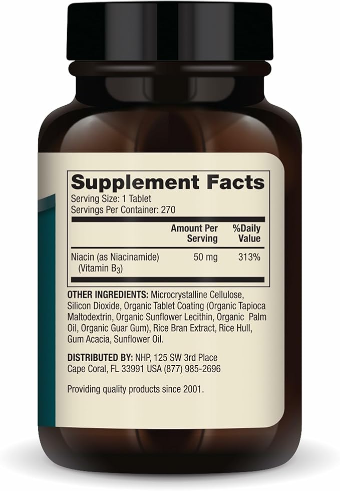 Dr. Mercola Niacinamide Vitamin B3-50 mg per Tablet - Supports Metabolic Health - Non-Flushing - Mini Tabs - Non-GMO, Gluten-Free & Soy-Free - 270 Servings (90 Tablets)