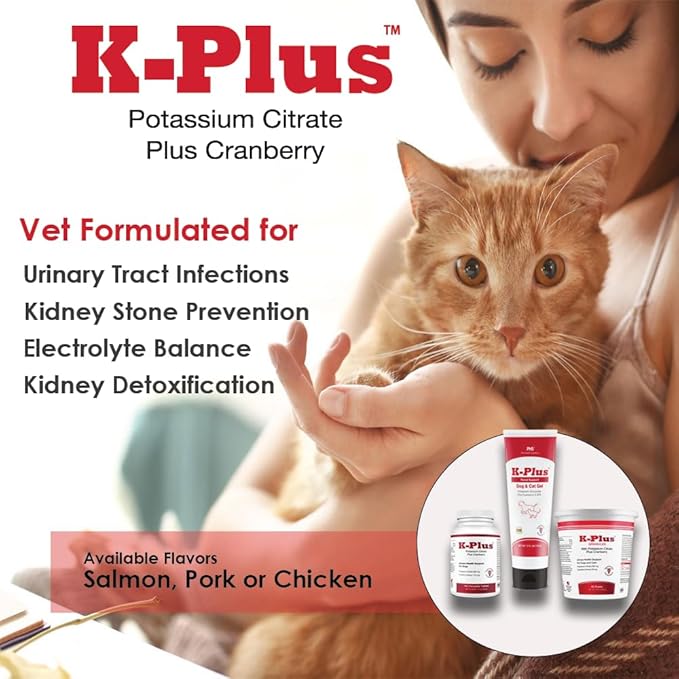 K-Plus Potassium Gluconate Renal Gel Plus Cranberry and EPA for Dogs and Cats - Veterinarian Approved Renal Supplement - Supports Potassium Balance - 5 oz