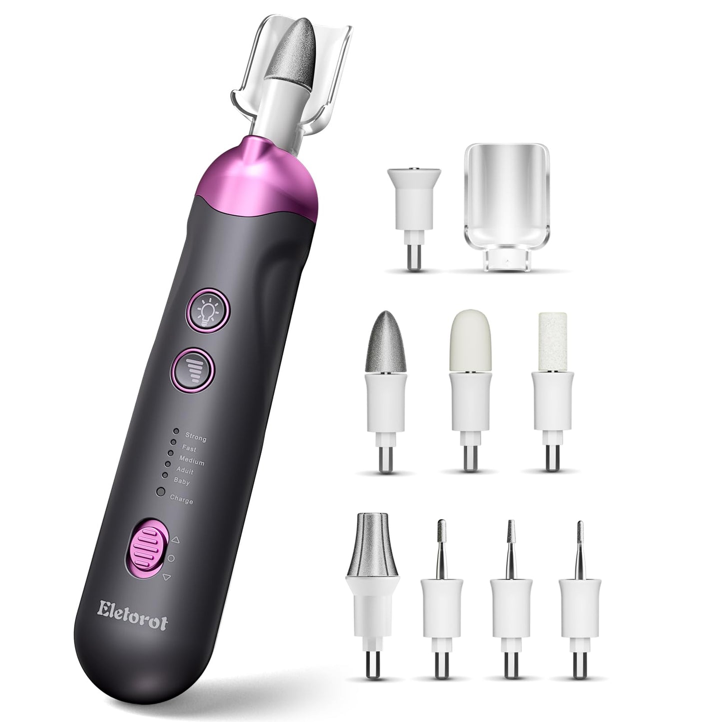 Professional Manicure Pedicure Nail File Kit: Eletorot 8 In 1 Electric Nail File Set, Cordless Pedicure Tools For Feet, 5 Speeds