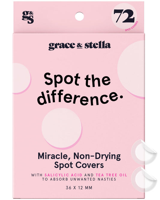 Grace & Stella Pimple Patches For Face (Round, 72 Count) - Hydrocolloid Acne Patches For Face - Dermatologist Tested, Vegan, Cru
