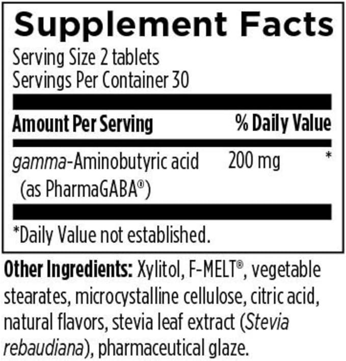 Designs for Health Chewable GABA - 200mg PharmaGABA Chewables, Fermented + Bioavailable GABA Supplement to Support Calm - Non-GMO + Gluten Free (60 Tablets)