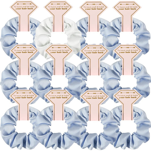 New Smooth Linen Satin Bridesmaid Scrunchies 12 Pack Proposal Gifts Elastics Hair Ties Scrunchies Bachelorette Party Favors Sati