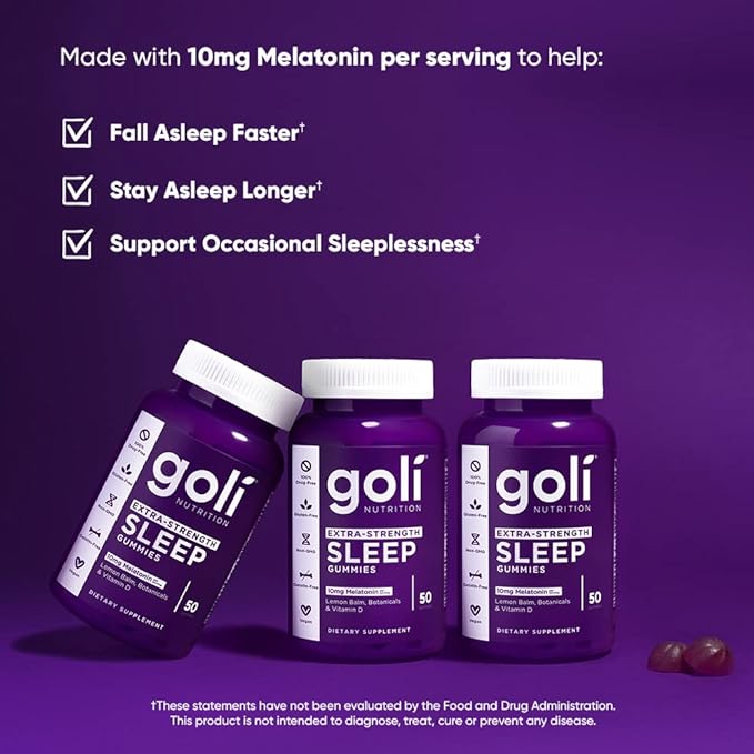 Goli Nutritional Supplement, Extra Strength Sleep Gummy 10mg Melatonin - 150 Count - Gluten-Free, Vegan, Non-GMO, and Gelatin-Free