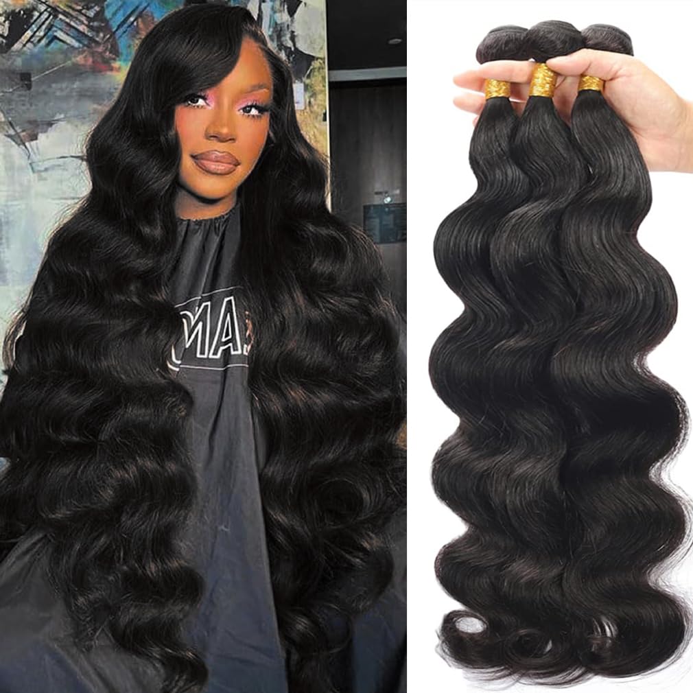 Cirvty 12A Human Hair Bundles Brazilian Body Wave Hair Bundles 24 26 28 Inch 100% Unprocessed Virgin Weave 3 Bundles Human Hair