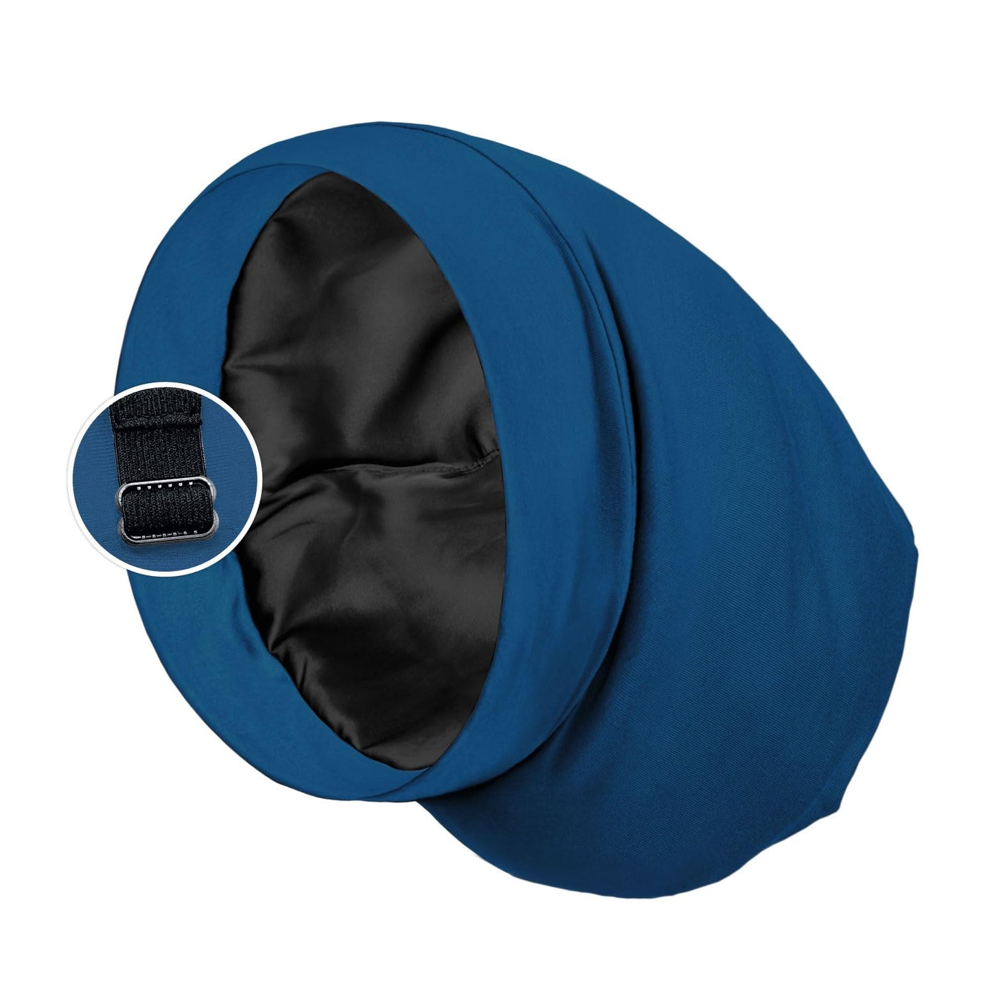 Satin Lined Sleep Cap Bonnet For Curly Hair And Braids, Stay On All Night Hair Wrap With Adjustable Strap For Women And Men, Bij